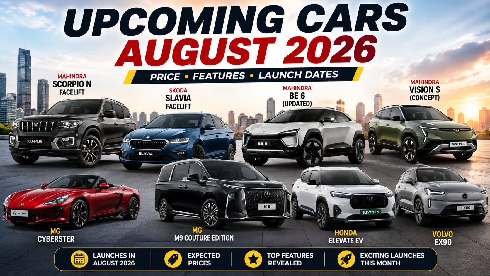Upcoming Cars Launching in August 2026