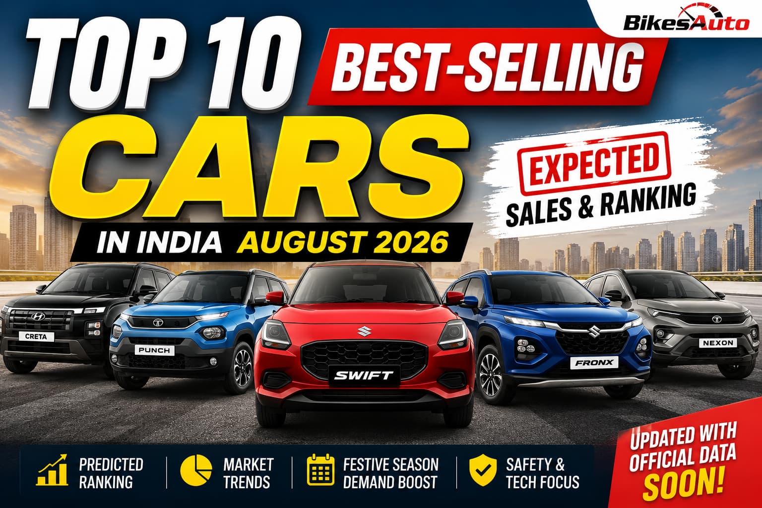 top 10 car sales august 2026
